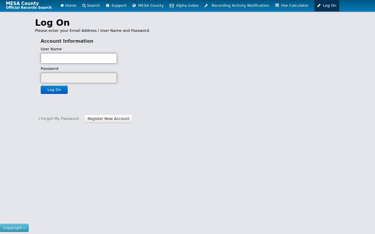 Mesa County Clerk of Court records Landmark login boundary