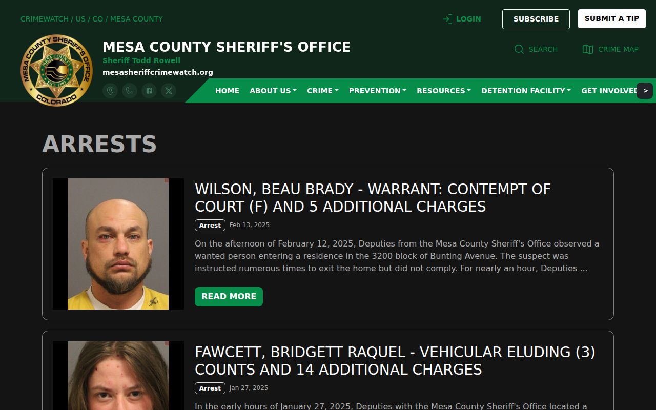 Mesa County arrest records CRIMEWATCH arrests page