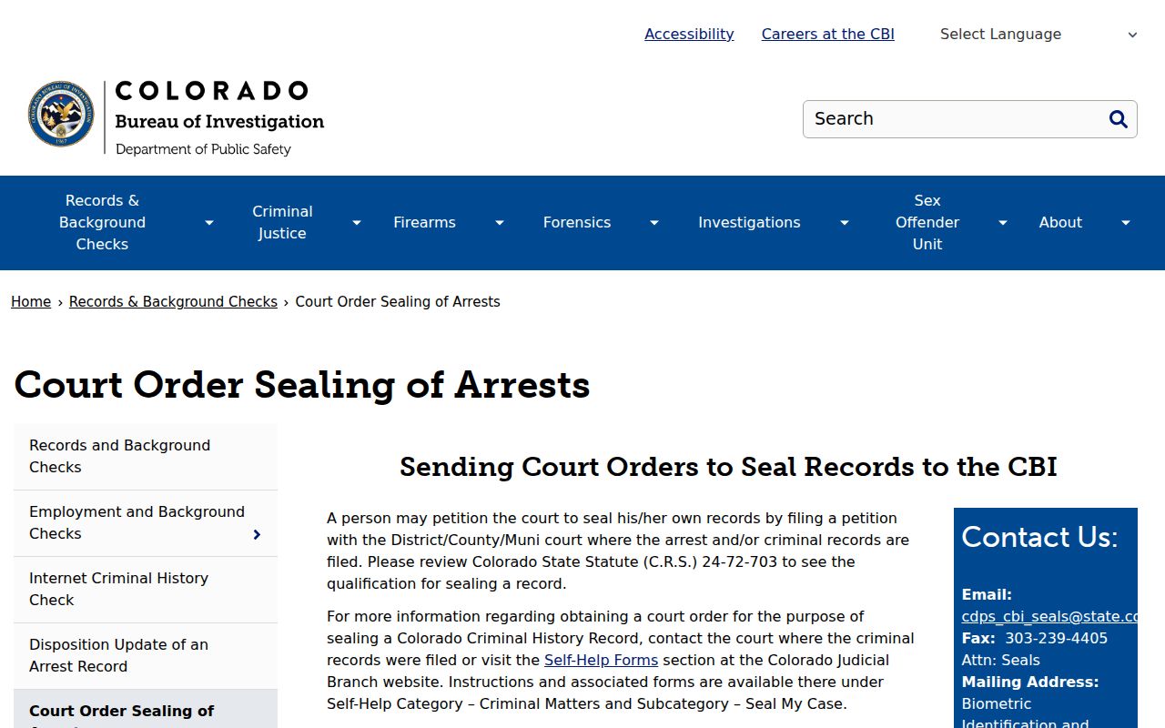 Mesa County criminal court records sealing information
