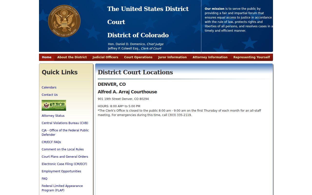 Mesa County District Court federal court locations boundary