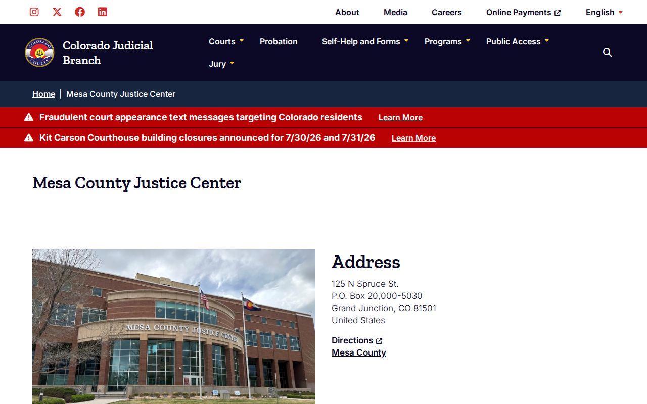 Mesa County court records Justice Center location details
