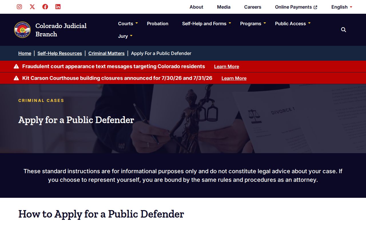 Mesa County warrant records public defender application instructions